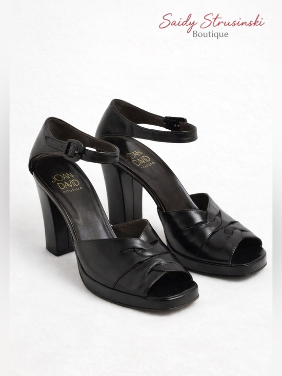Joan & David Shoes - Joan & David Couture Black Leather Heels Ankle Strap Platform Sandals Size 7.5